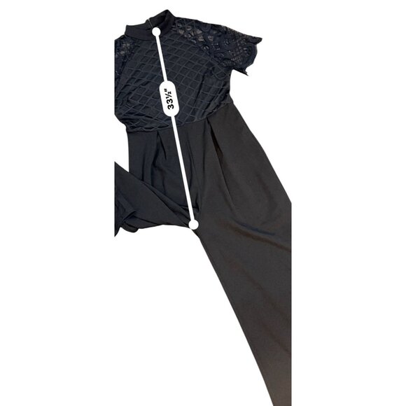 Womens Lattice Lace Wide Leg Jumpsuit Size M Black Money Mob Wife - Picture 11 of 15